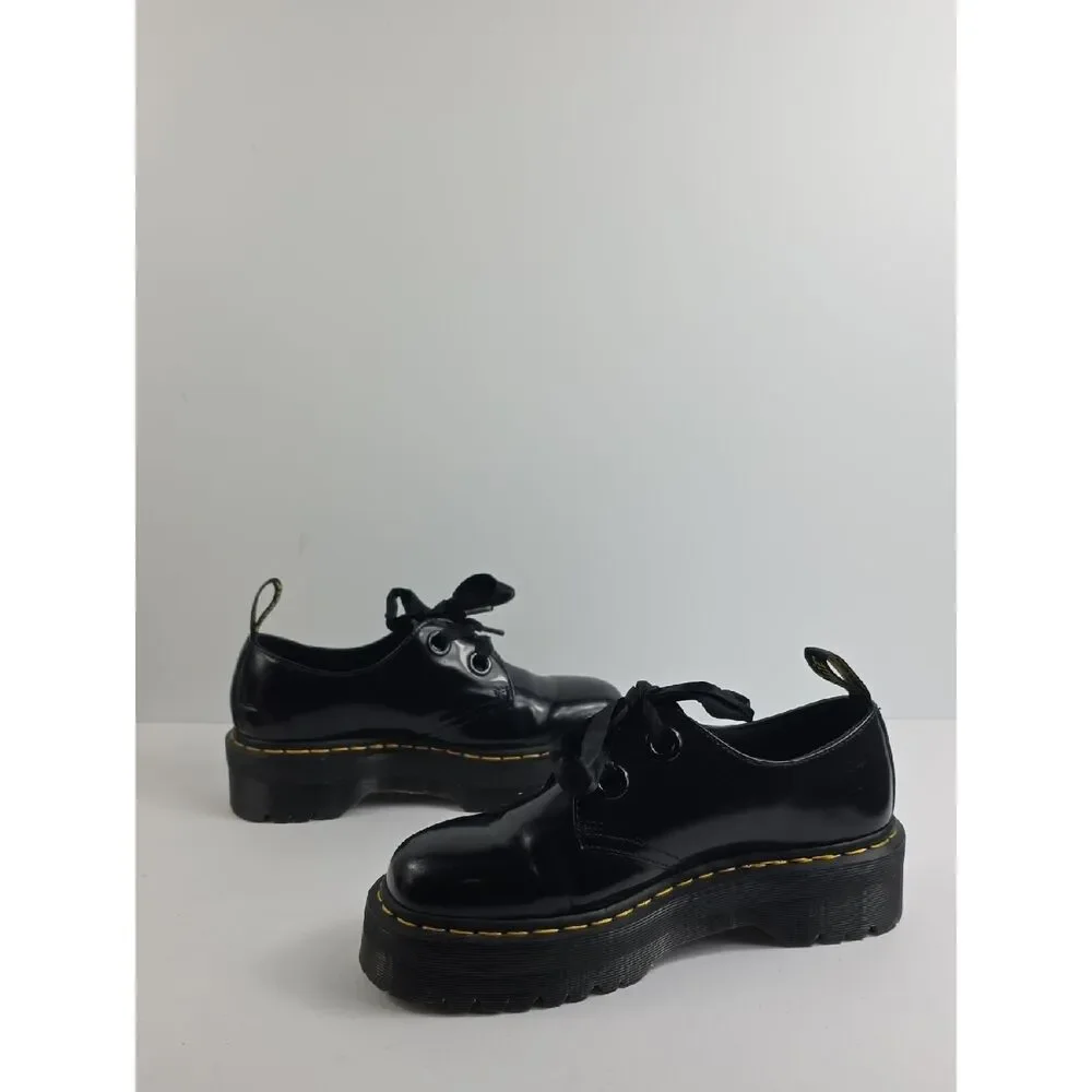 Dr. Martens Holly Black Patent Leather  Platform Women's Shoes Size 9